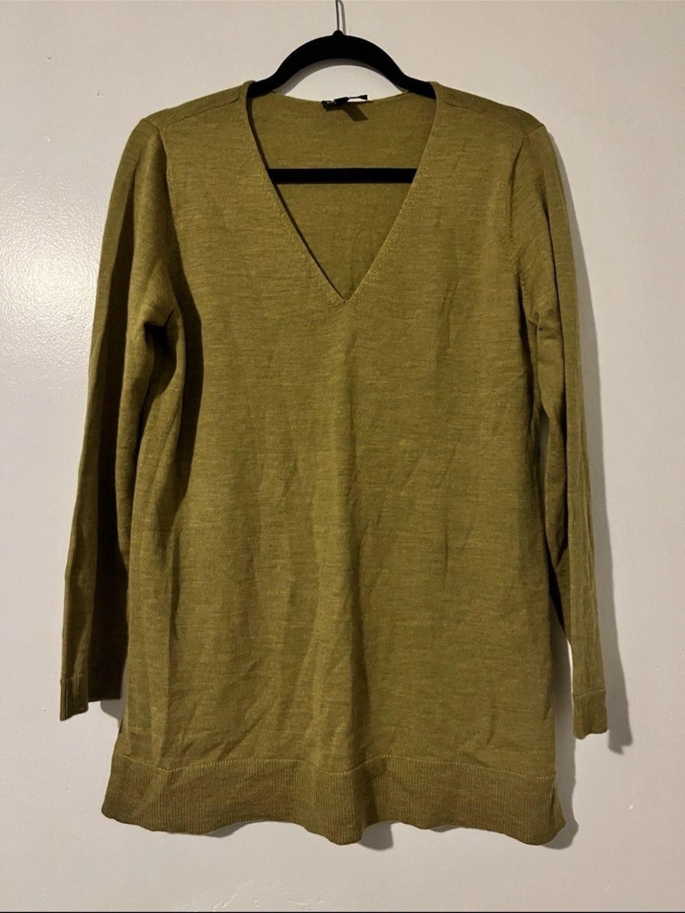 Eileen Fisher Olive Knit Merino Wool Sweater
